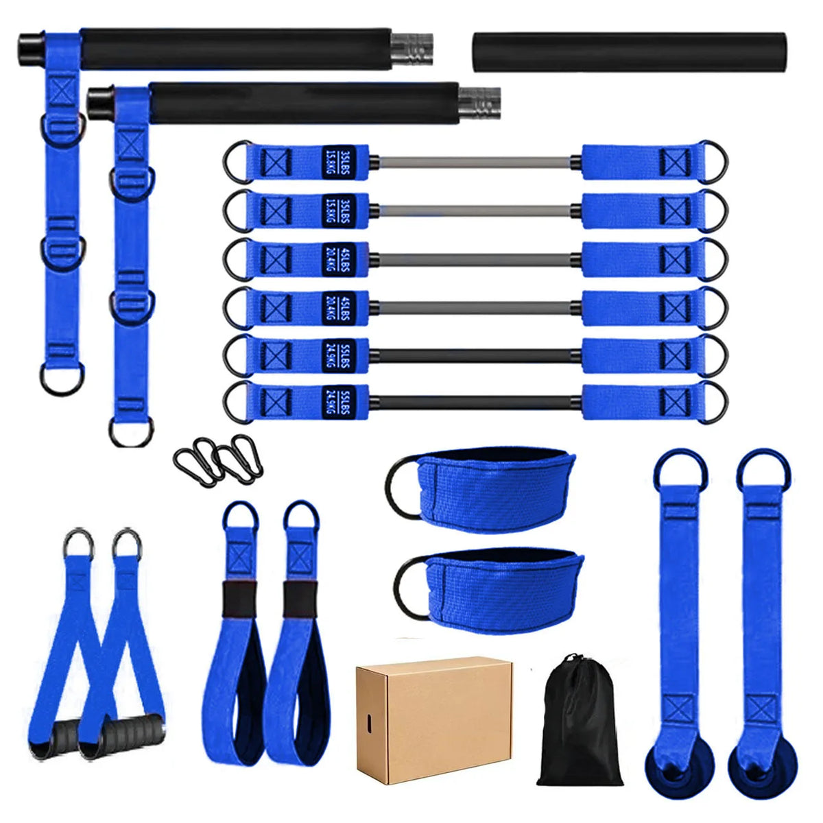 Workout Tension Tubes Yoga Ropes Rubber Expander Exercise Elastic Pull Resistance Bands Pilates Bar Full Set Home Use Kit