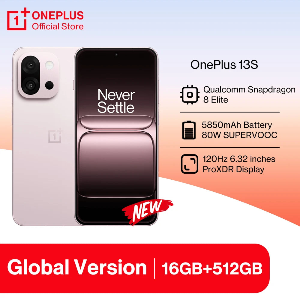 All-New OnePlus 13S Global Version Smartphone Snapdragon 8 Elite 6.32” 120Hz ProXDR Display 5850mAh 80W SUPERVOC Fast Charging