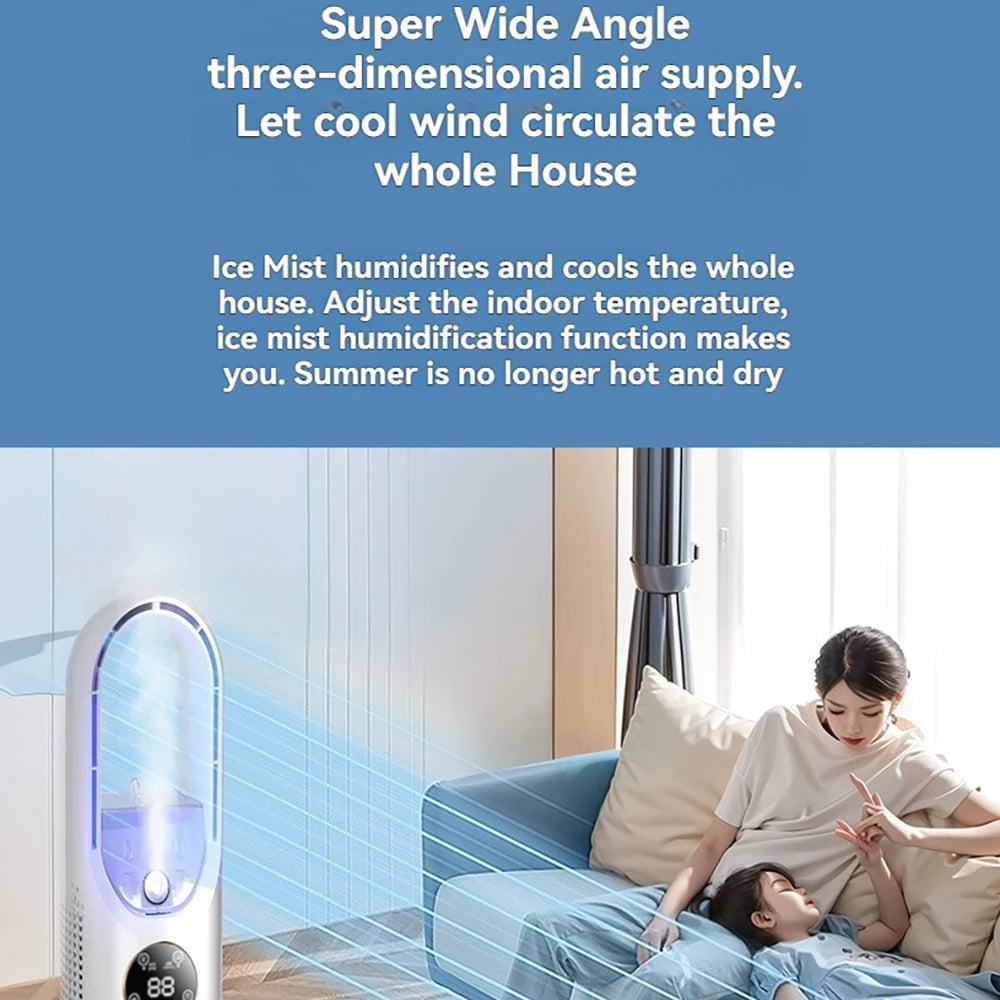 Mini Air Cooler Humidification Cooling USB Silent Timed Air Conditioning Fan Colorful Lights Night Light Led Screen 6 Wind Speed