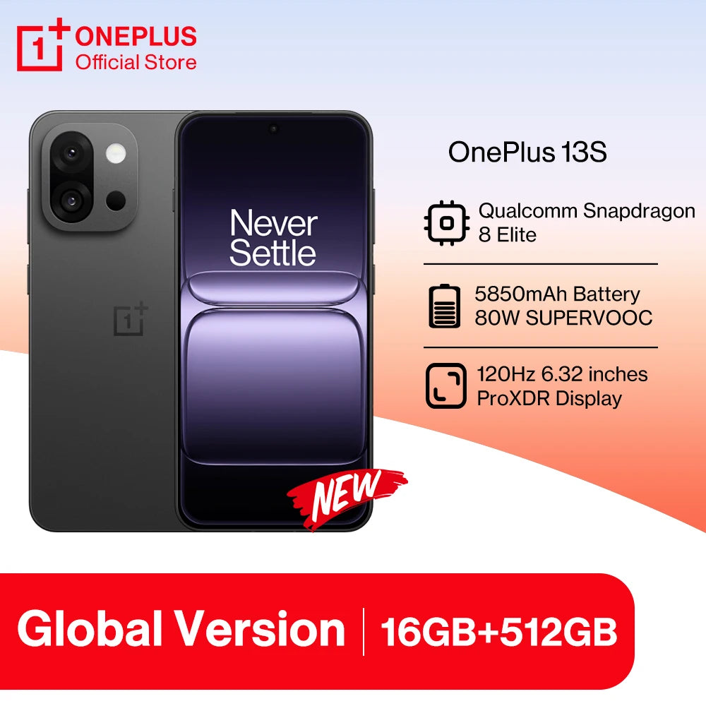All-New OnePlus 13S Global Version Smartphone Snapdragon 8 Elite 6.32” 120Hz ProXDR Display 5850mAh 80W SUPERVOC Fast Charging