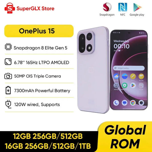 OnePlus 15 Chinese Version Unlocked 5G Smartphone Snapdragon 8 Elite Gen 5 6.78'' 165Hz Screen 7300mAh Battery 120W SUPERVOOC