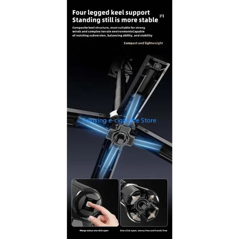 Phone Stand for Smartphones, Foldable 4-Leg Support with Extendable Arm and Moving Holder for Group Photos, Travel Video, and