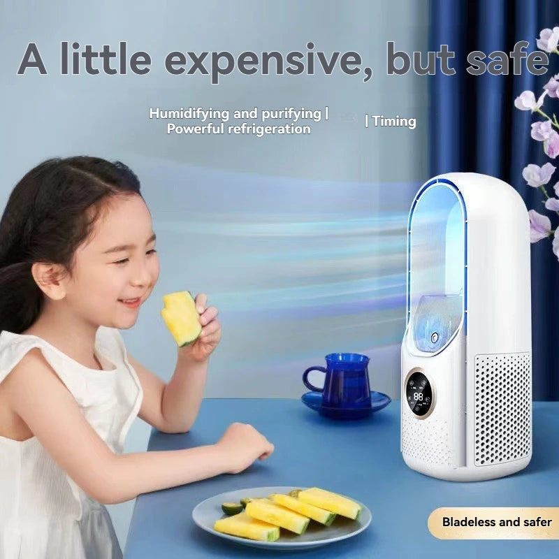 Mini Air Cooler Humidification Cooling USB Silent Timed Air Conditioning Fan Colorful Lights Night Light Led Screen 6 Wind Speed