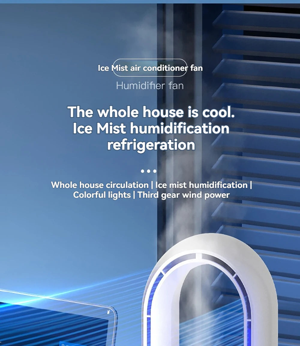 Mini Air Cooler Humidification Cooling USB Silent Timed Air Conditioning Fan Colorful Lights Night Light Led Screen 6 Wind Speed