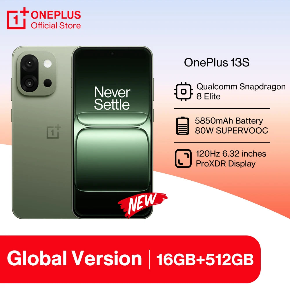 All-New OnePlus 13S Global Version Smartphone Snapdragon 8 Elite 6.32” 120Hz ProXDR Display 5850mAh 80W SUPERVOC Fast Charging