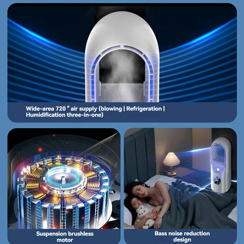 Mini Air Cooler Humidification Cooling USB Silent Timed Air Conditioning Fan Colorful Lights Night Light Led Screen 6 Wind Speed