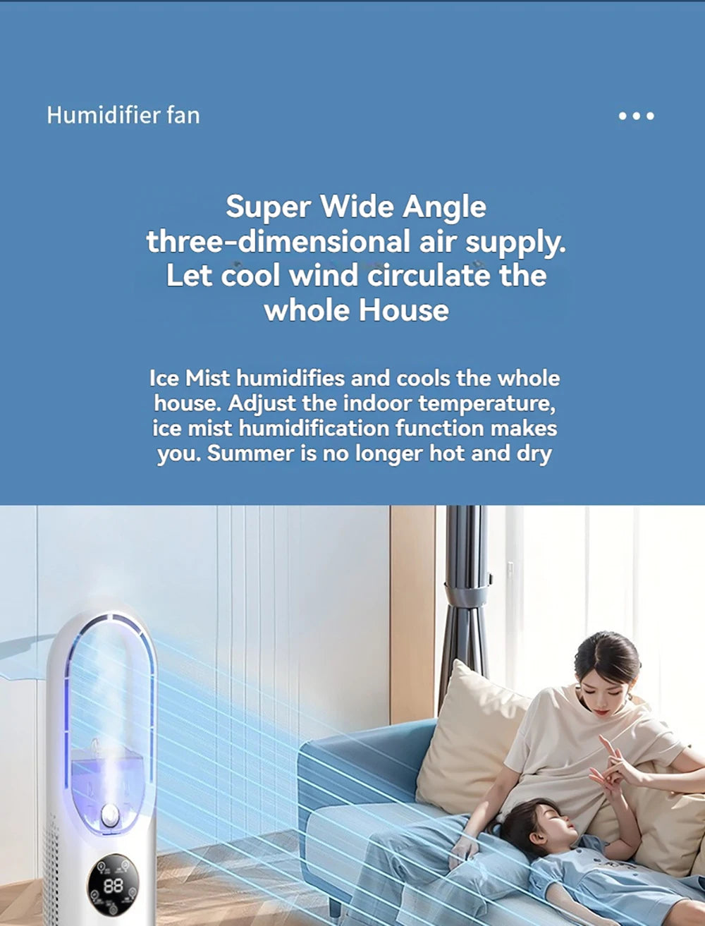 Mini Air Cooler Humidification Cooling USB Silent Timed Air Conditioning Fan Colorful Lights Night Light Led Screen 6 Wind Speed